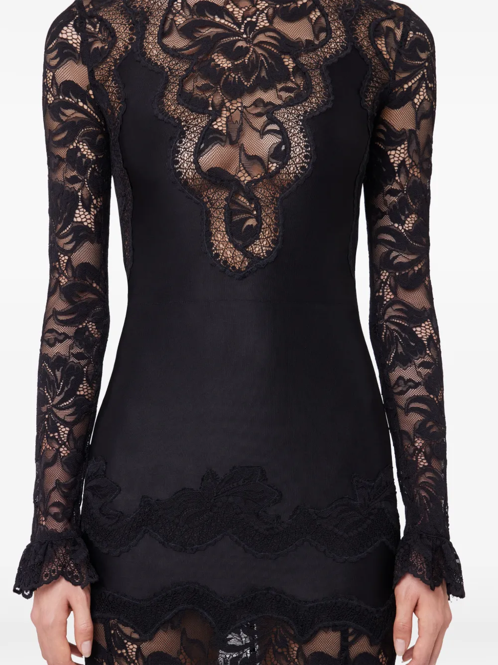 Rabanne Maxi-jurk met kant Zwart