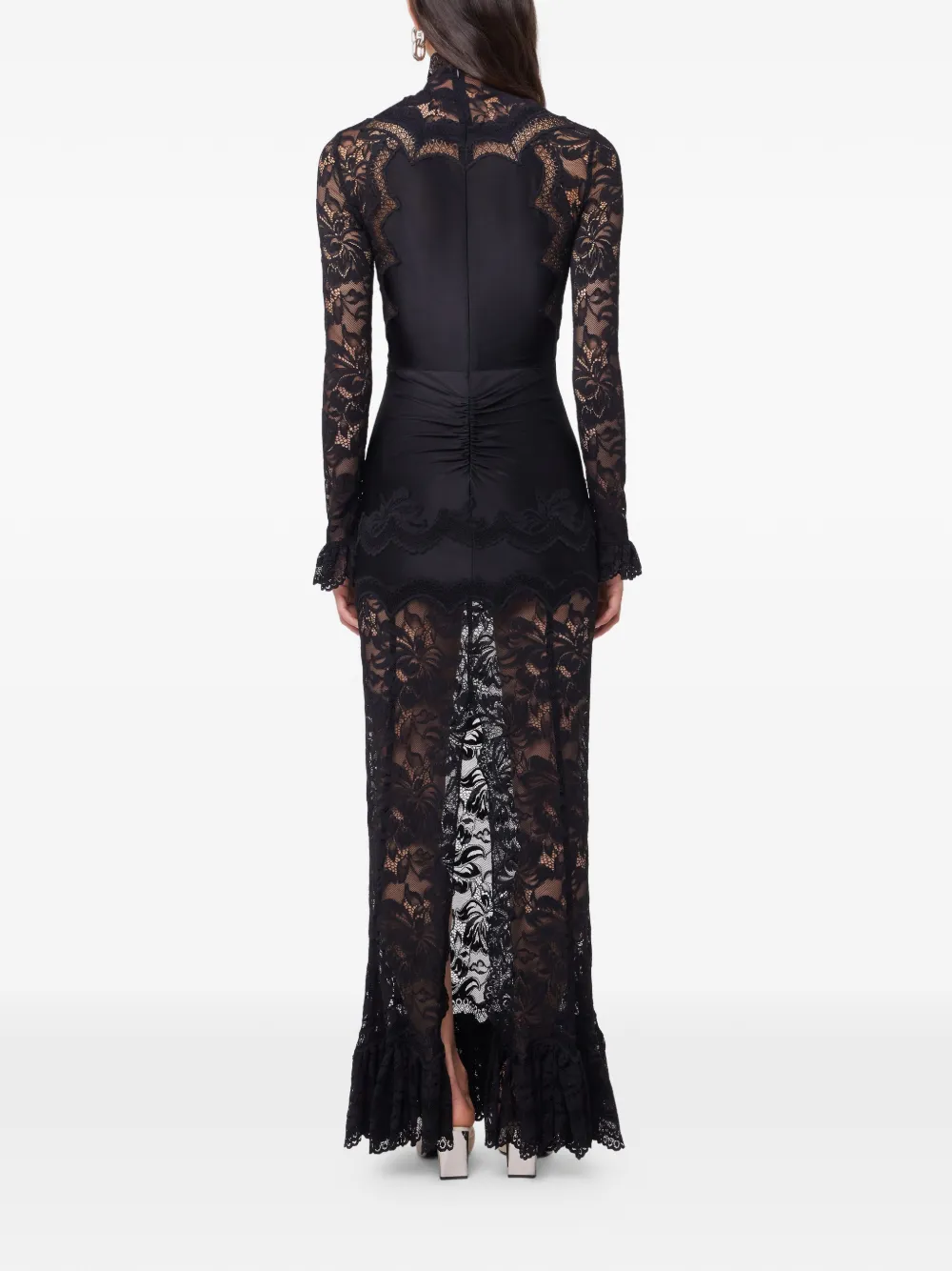 Rabanne Maxi-jurk met kant Zwart
