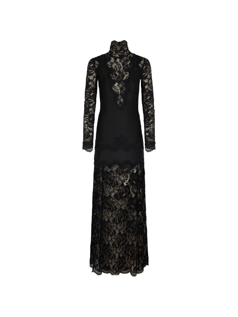 Rabanne Maxi-jurk met kant Zwart