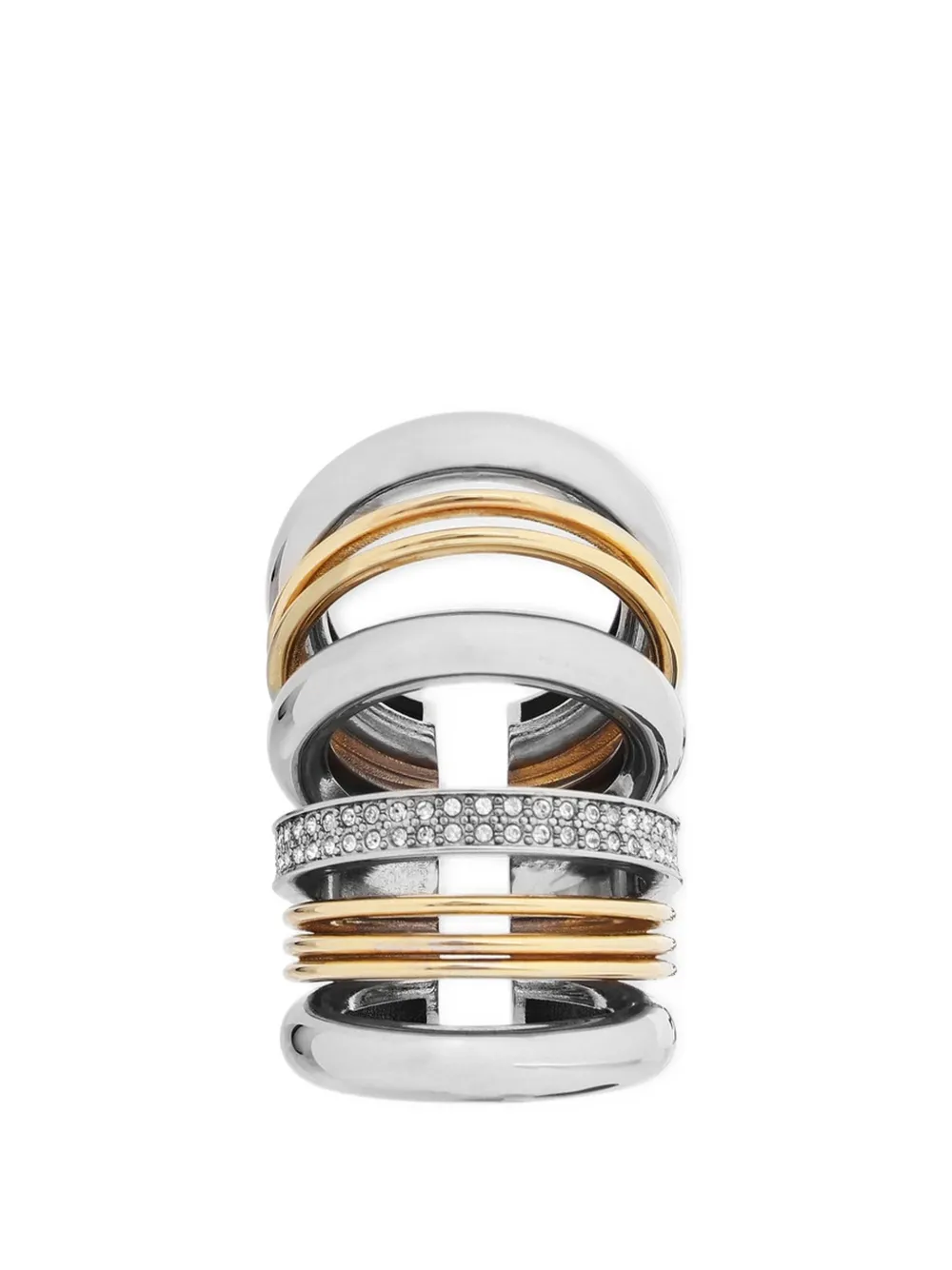 Rabanne Punk XL Link rhinestone-embellished ear cuffs - Argento