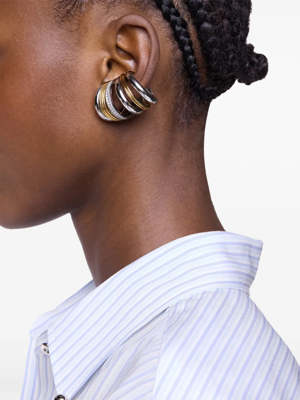Rabanne Punk Ear Cuffs in Silver, view 2