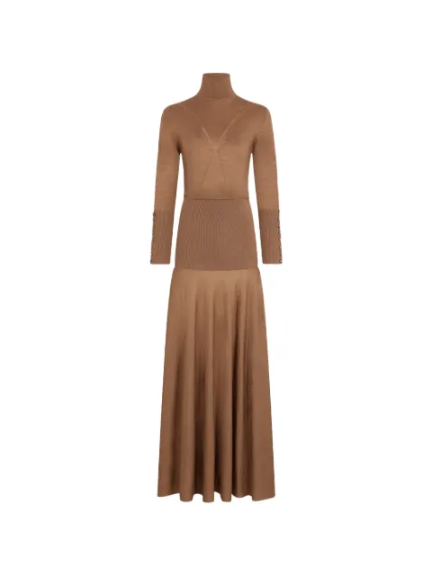 Rabanne button-cuff turtleneck maxi dress