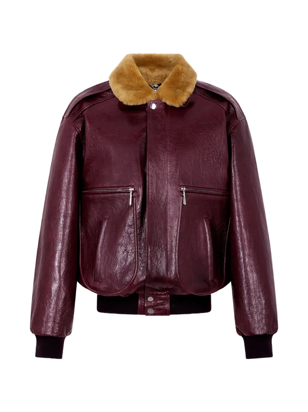 Rabanne Bomberjacke mit Kragen aus Shearling - Rot