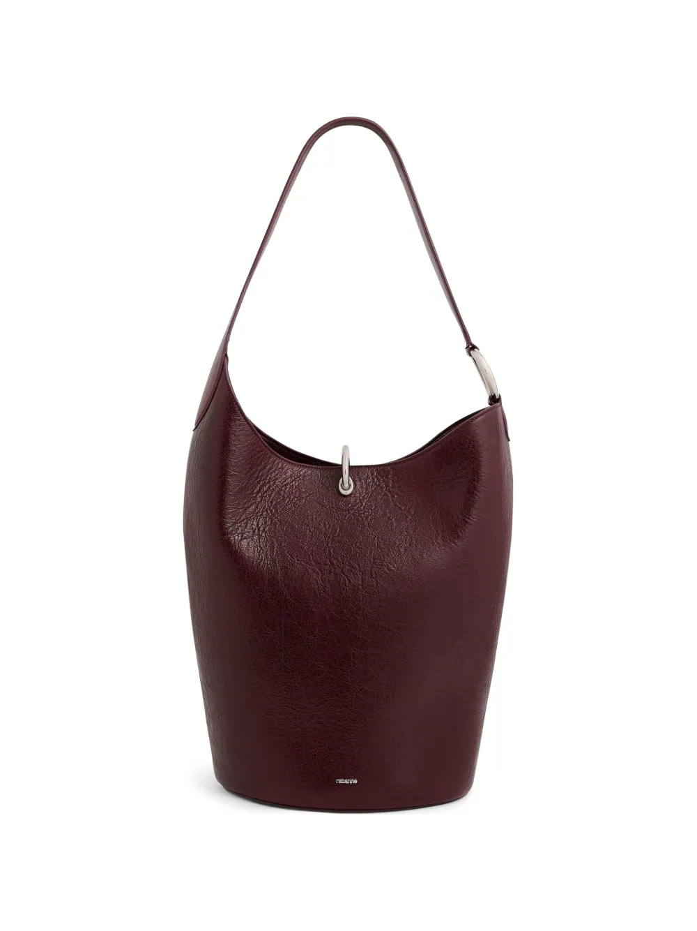 Rabanne ring tote bag in burgundy textured leather