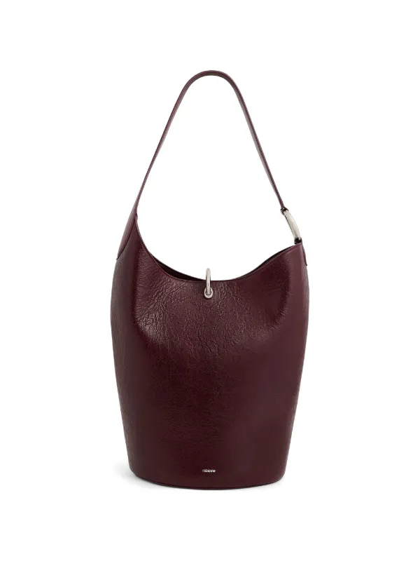 Rabanne Ring Tote Bag in Burgundy Textured Leather