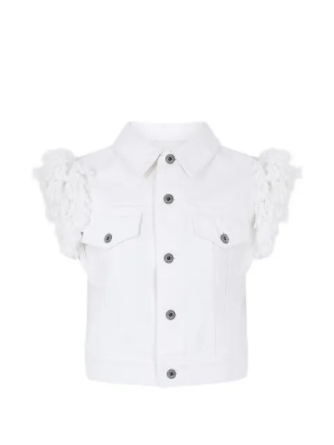 Rabanne fringe-trimmed sleeveless denim jacket