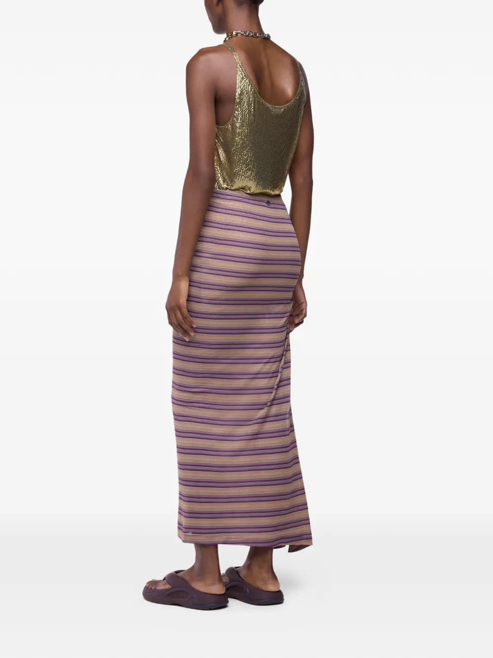 Rabanne Gestreepte viscose jersey maxi-rok Paars