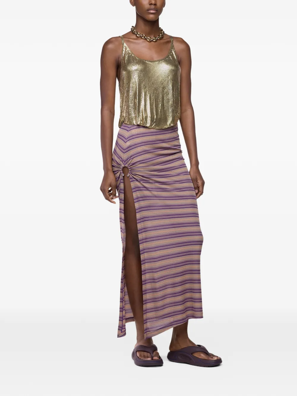 Rabanne Gestreepte viscose jersey maxi-rok Paars