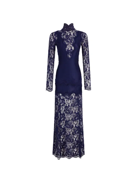 Rabanne lace-panelled high-neck maxi dress