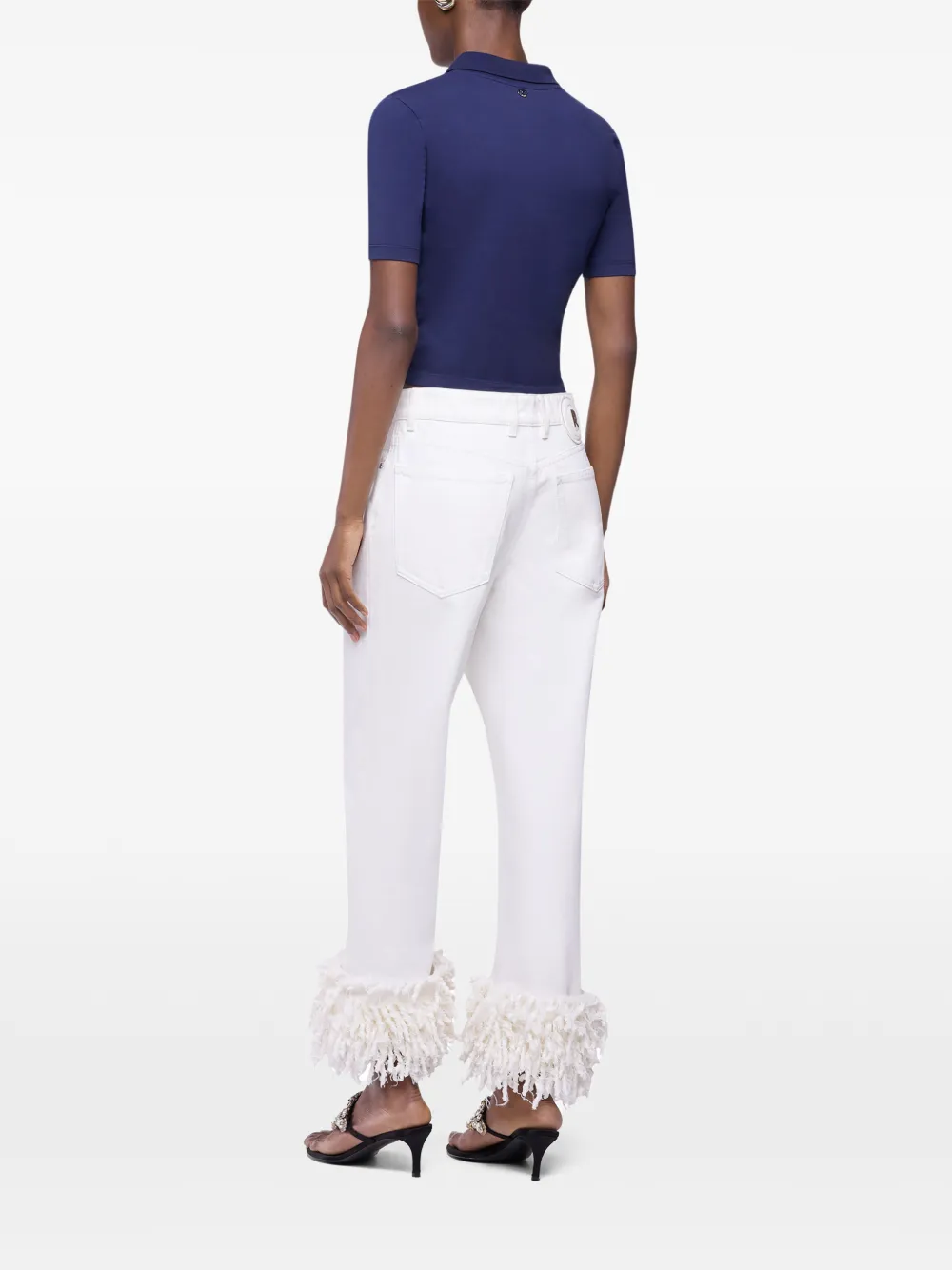 Rabanne Baggy jeans met franje detail Wit
