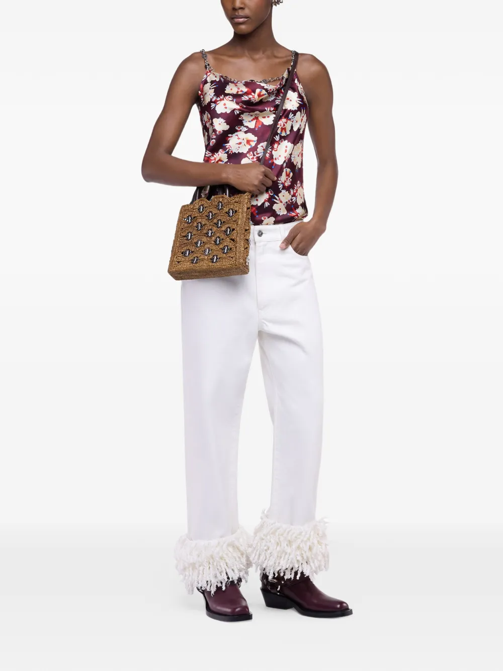 Rabanne 1969 Disc-embellished Cross Body Bag in Brown, view 2