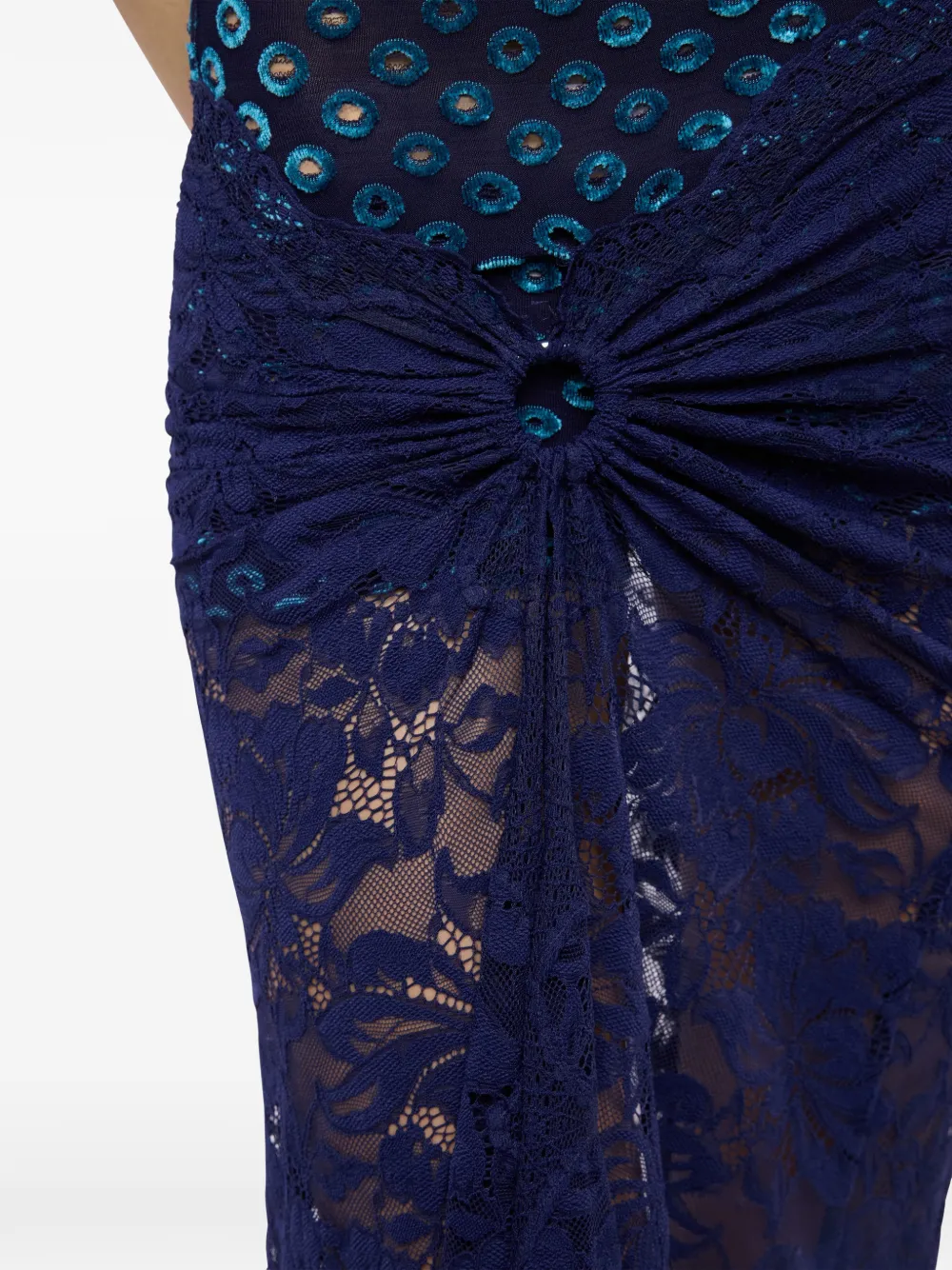 Rabanne Maxi-rok met trompe-l'oeil-effect en kant Blauw