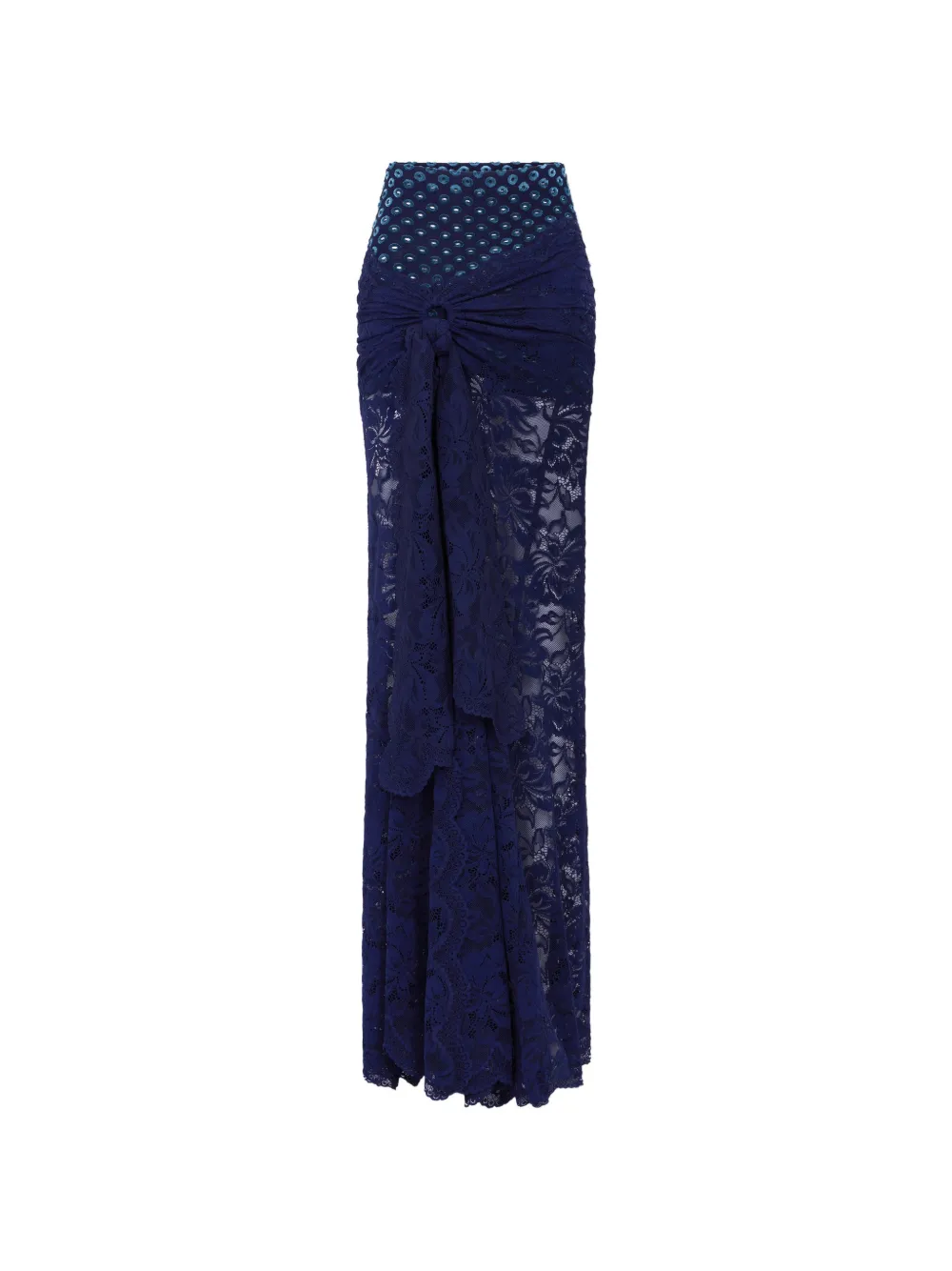 Rabanne trompe-l'œil-effect lace maxi skirt - Blu