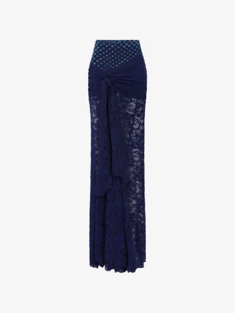 Rabanne trompe-l'œil-effect lace maxi skirt