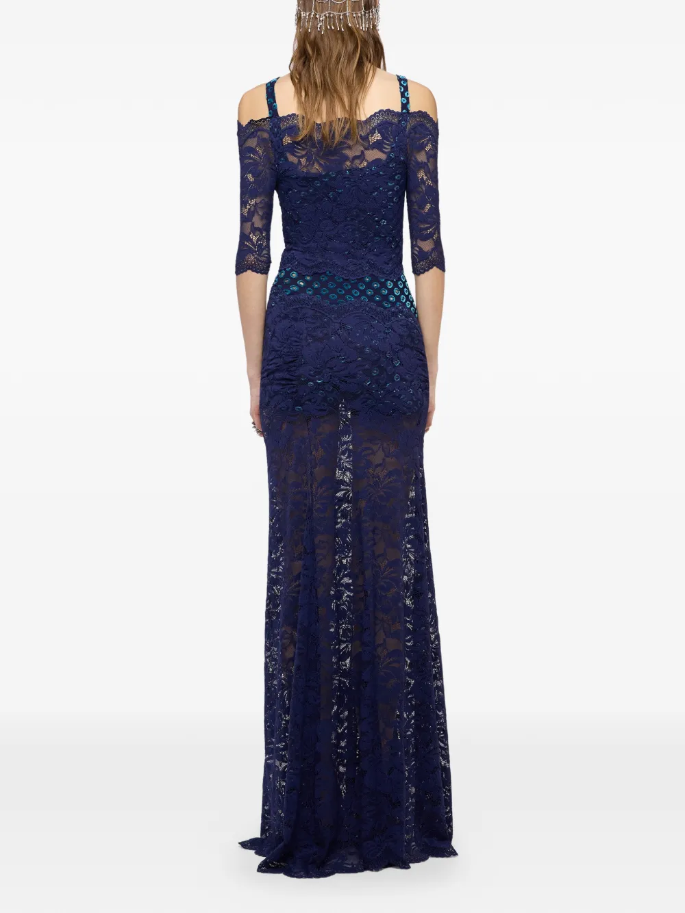 Rabanne Maxi-rok met trompe-l'oeil-effect en kant Blauw