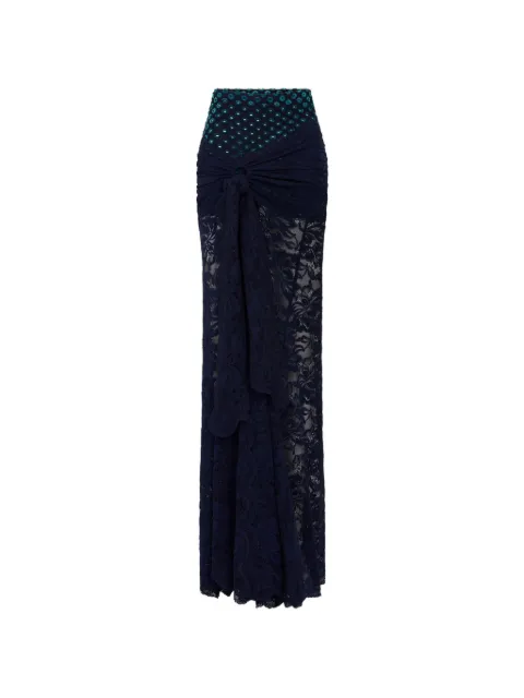 Rabanne trompe-l'œil-effect lace maxi skirt