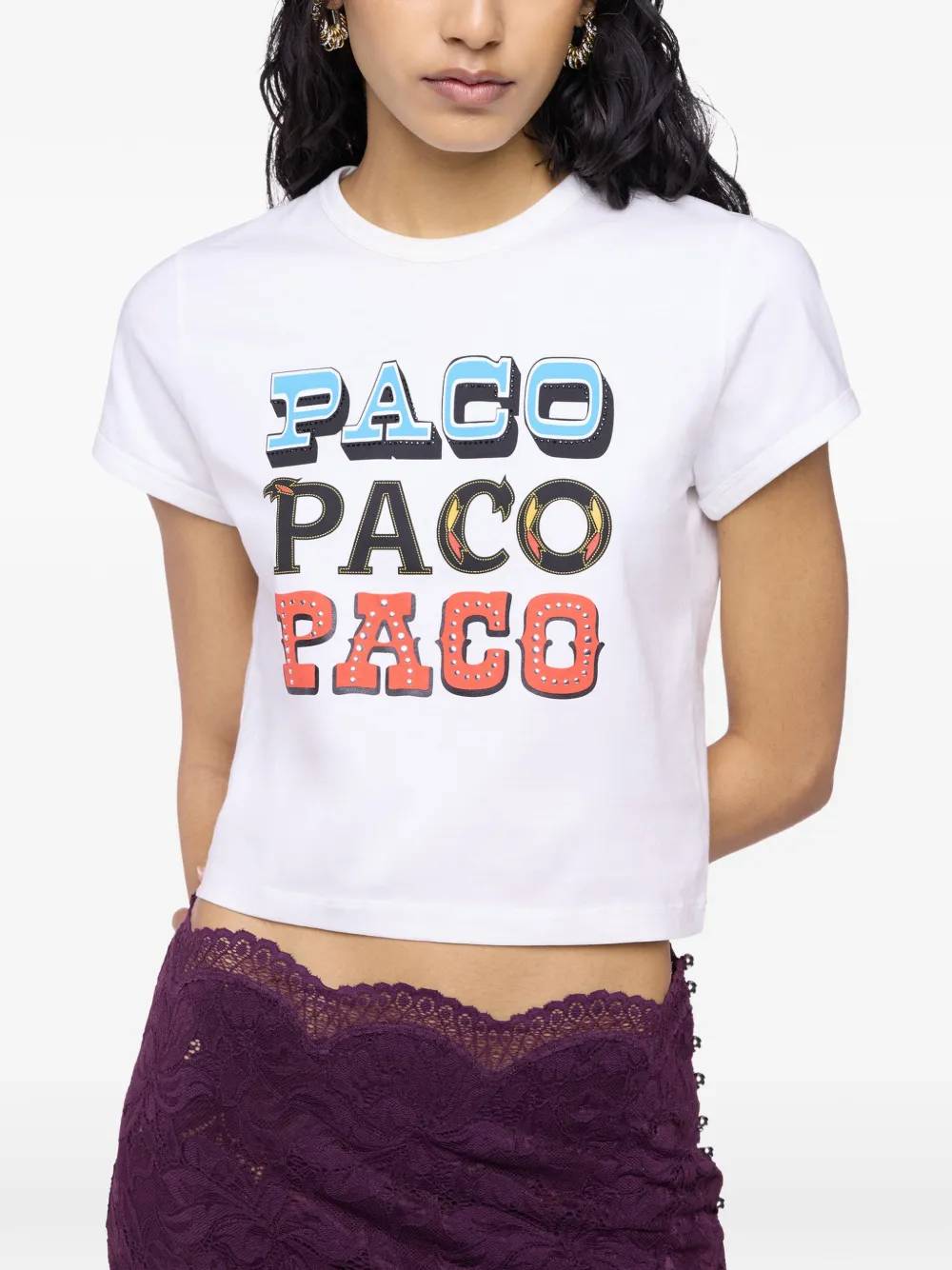 Rabanne Paco T-shirt met print Wit