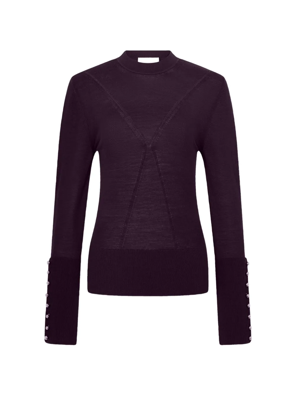 Rabanne Button-cuff Knitted Sweater In Burgundy