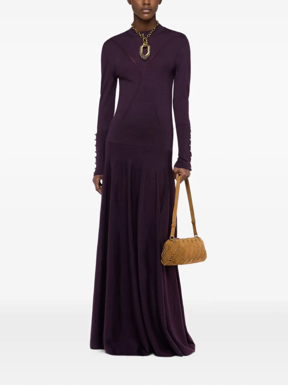 Rabanne Wool Long-sleeve Sweater in Purple, view 2