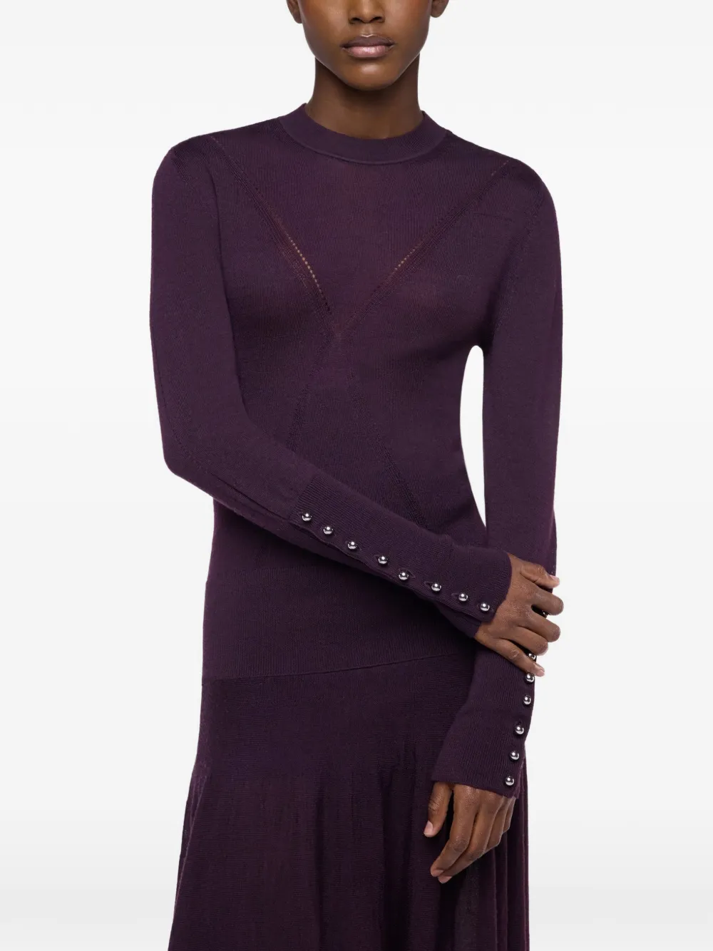 Rabanne Wool Long-sleeve Sweater in Purple, view 5