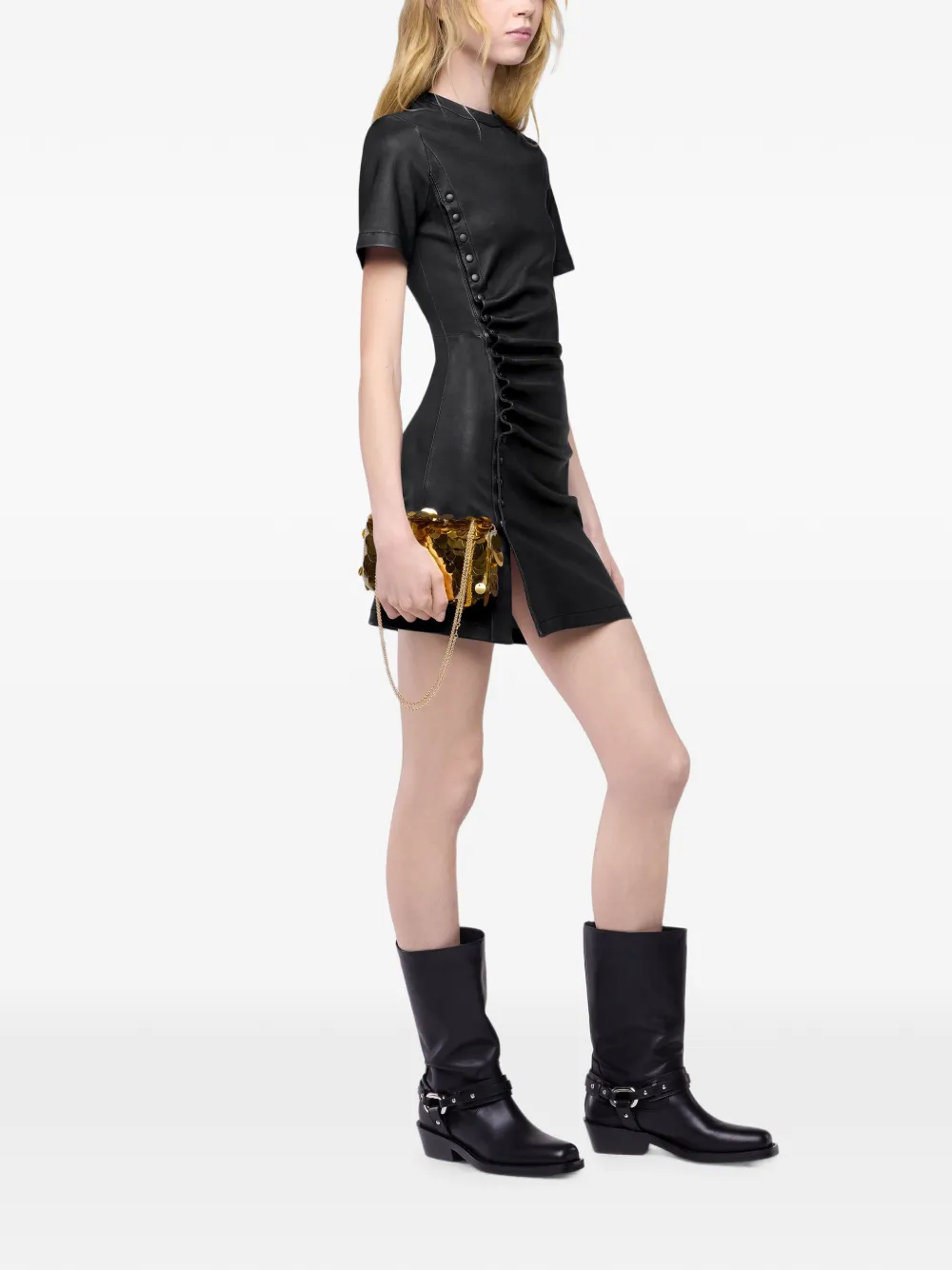 Rabanne Small Sparkle Bag with Sequins Embroidery in Yellow, view 2