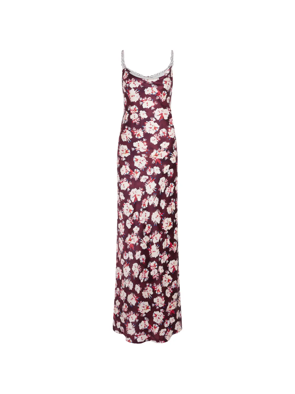 Rabanne floral-patterned chain-link maxi dress - Rosso