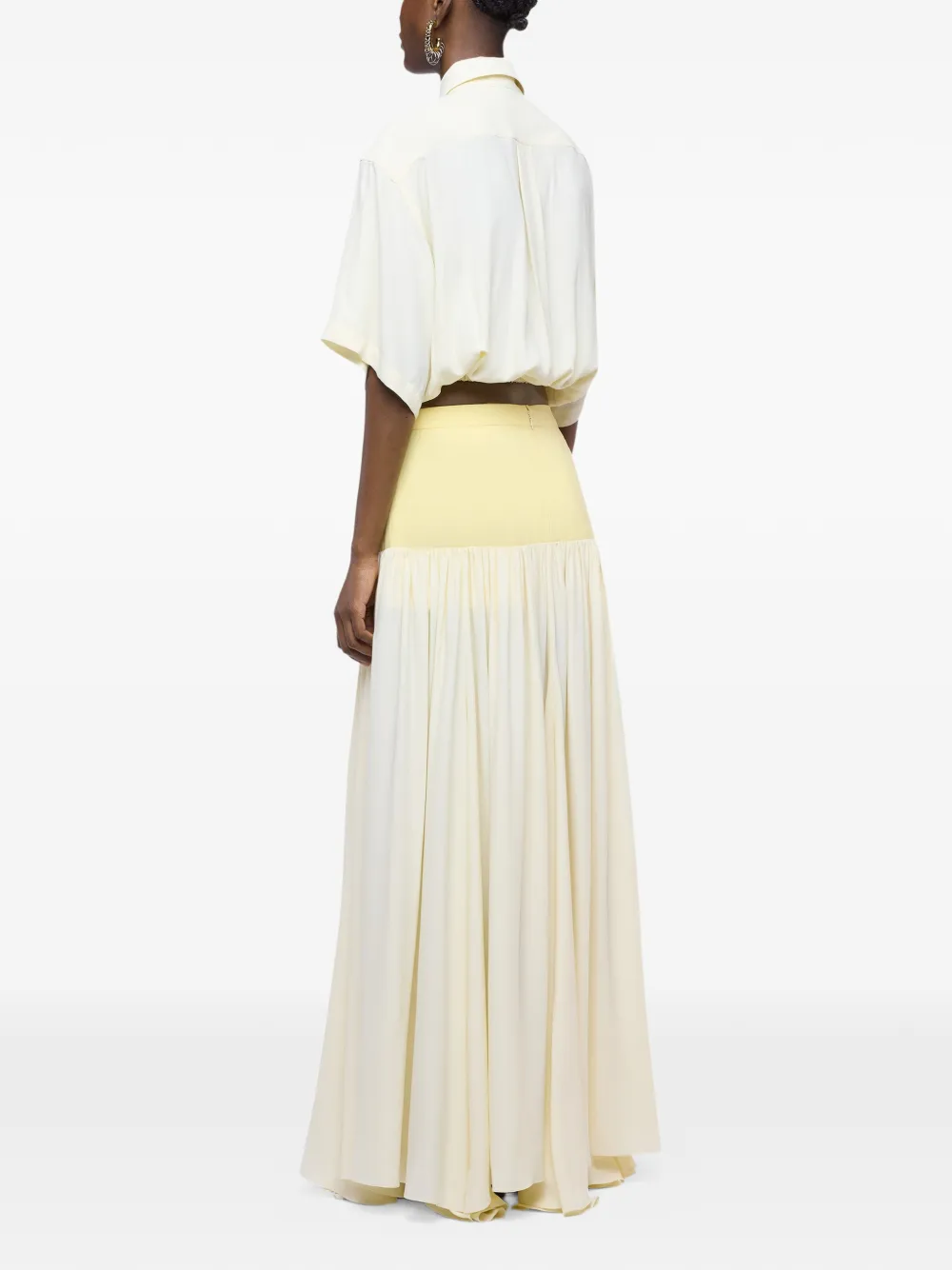Rabanne Crêpe de chine maxi-rok met vlakken Geel