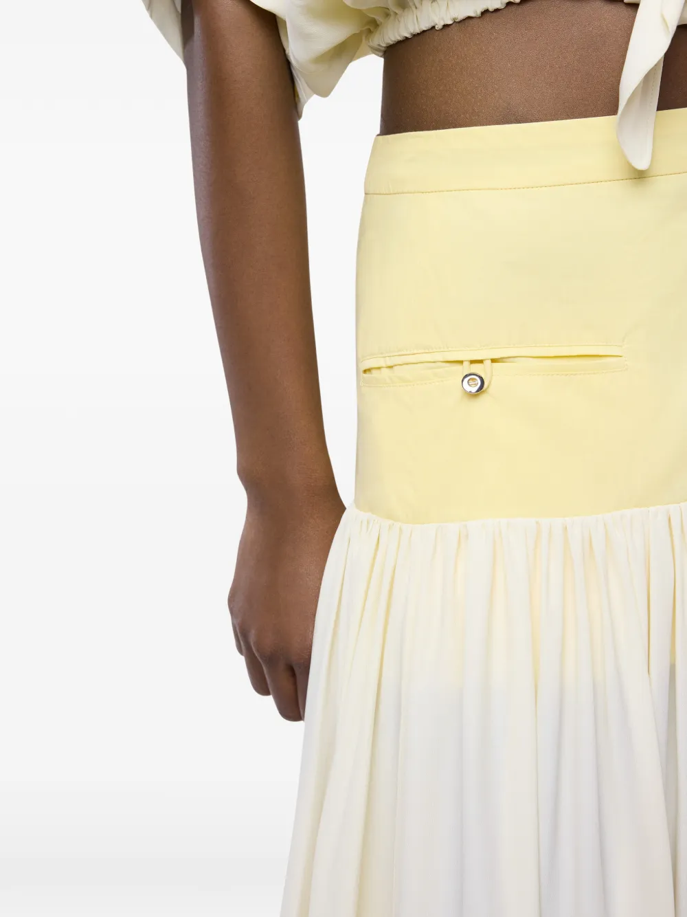 Rabanne Crêpe de chine maxi-rok met vlakken Geel