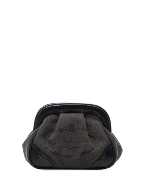 Prada Pre-Owned 2010-2026 캔버스 카나파 로고 프레임 파우치
