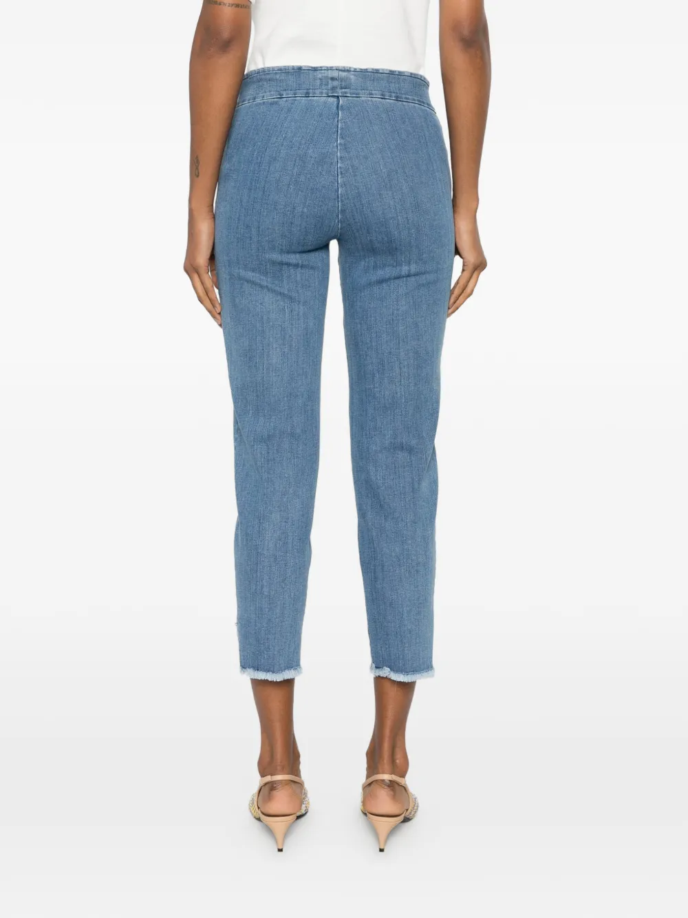 Avenue Montaigne Peggy cropped jeans met franje zoom Blauw