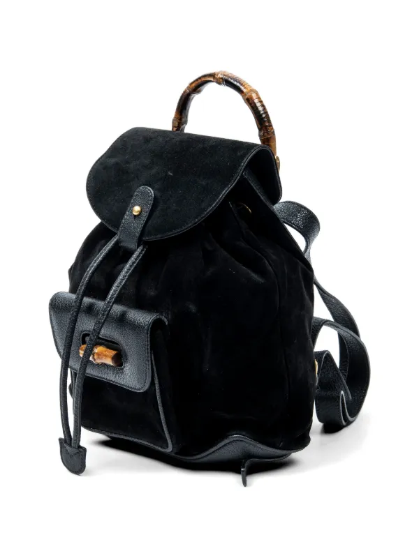 Gucci Black Pebbled Leather Mini Backpack with Gold Hardware Gucci Bamboo Mini Rucksack Backpack Shoulder Bag Leather  main image 4