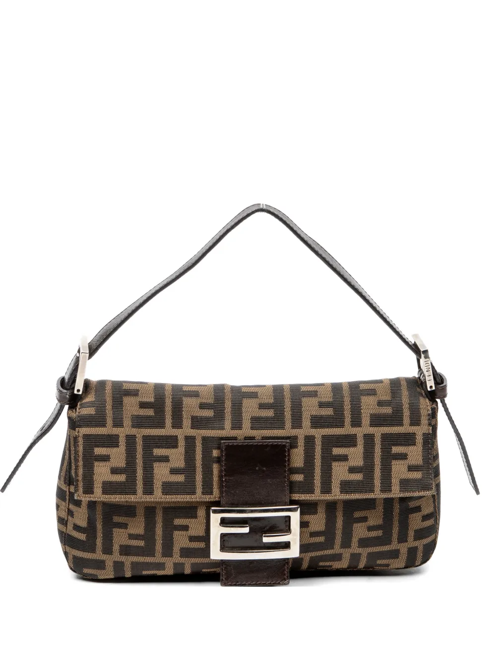 Fendi Pre-Owned Baguette logo-plaque shoulder bag - Braun