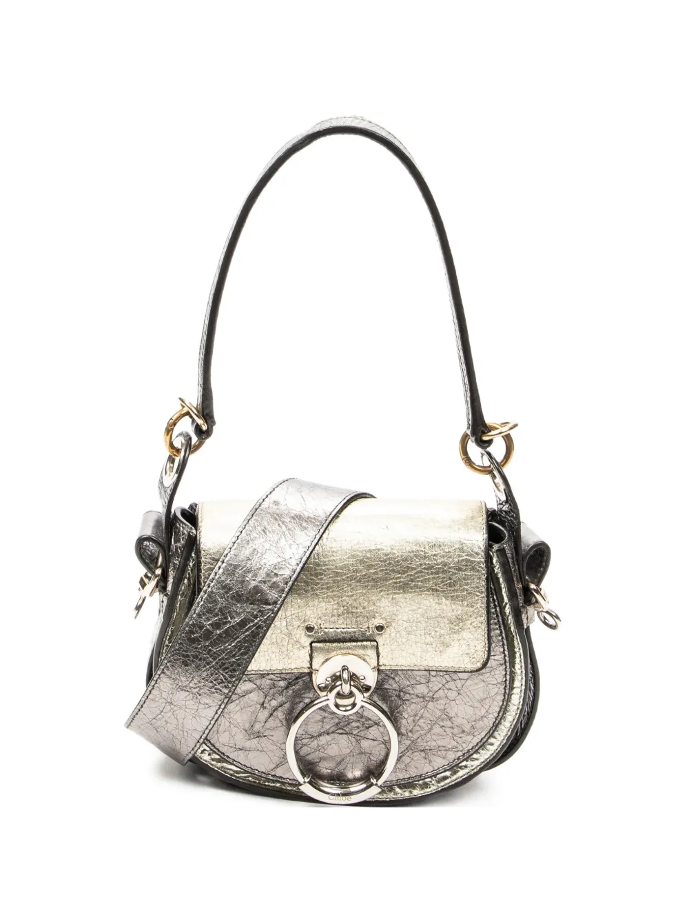 Chloé Pre-Owned small Tess distressed-detail shoulder bag - Silber