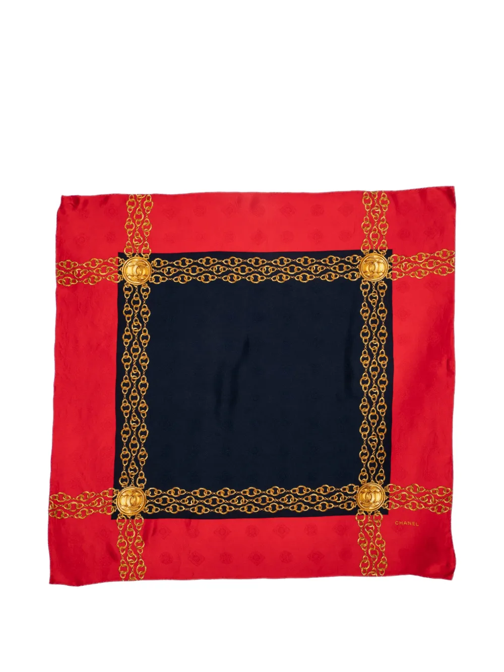 CHANEL Pre-Owned CC chain-print scarf - Rosso