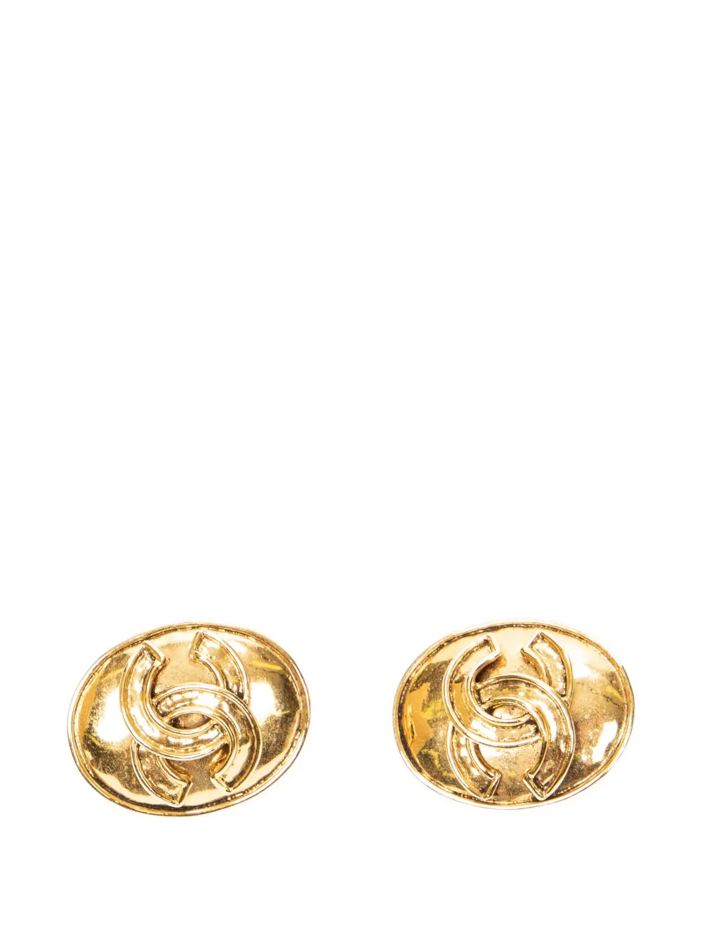 CHANEL Pre-Owned CC oval earrings - Oro
