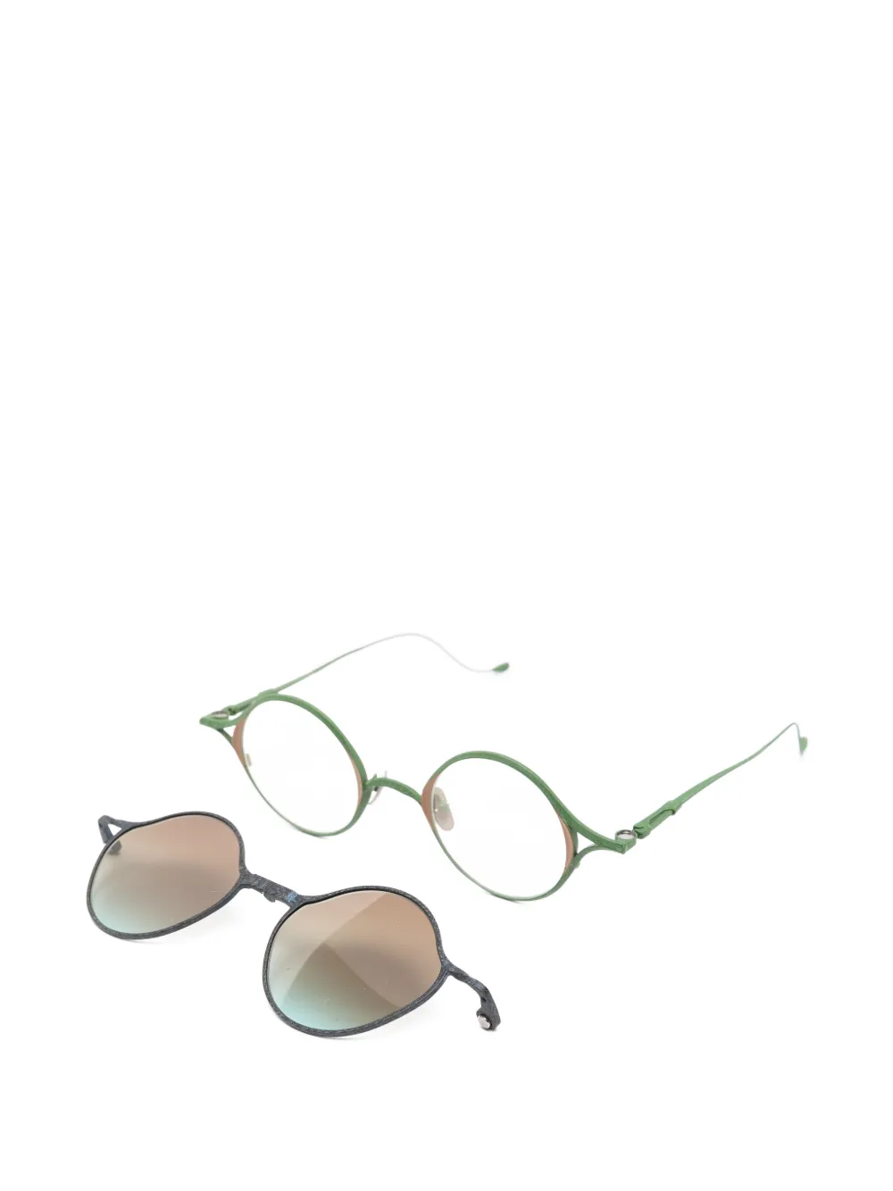 Rigards x TVA clip-on zonnebril met rond montuur Groen