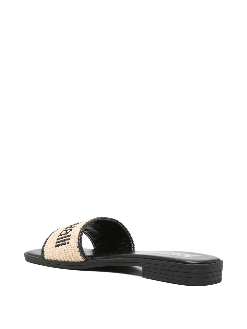 Just Cavalli Sandalen met geborduurd logo en raffia-effect Beige