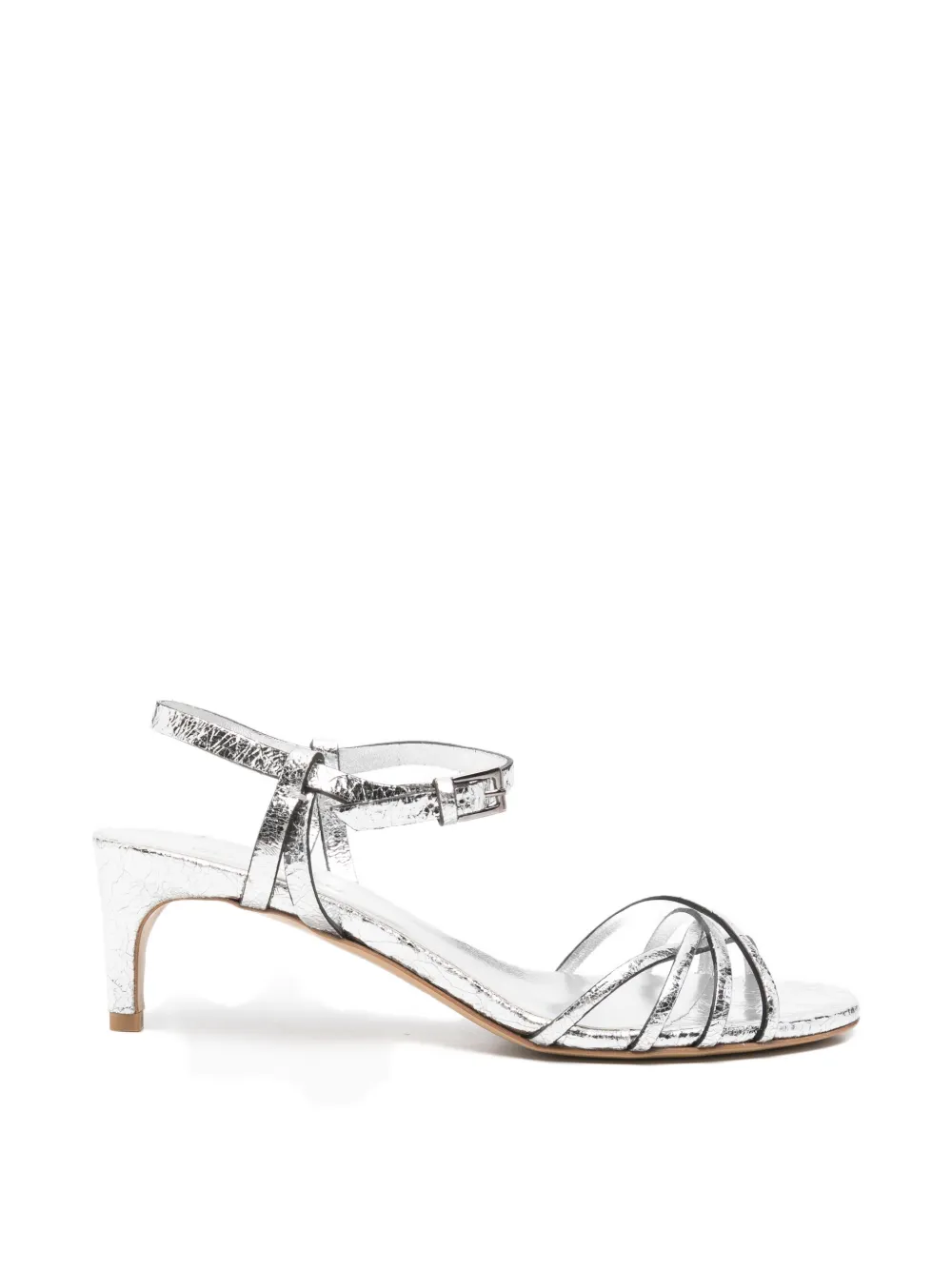 Del Carlo Iride crackled-effect strappy sandals - Argento