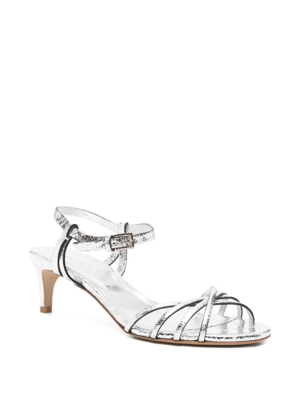 Del Carlo Iride crackled-effect strappy sandals Zilver