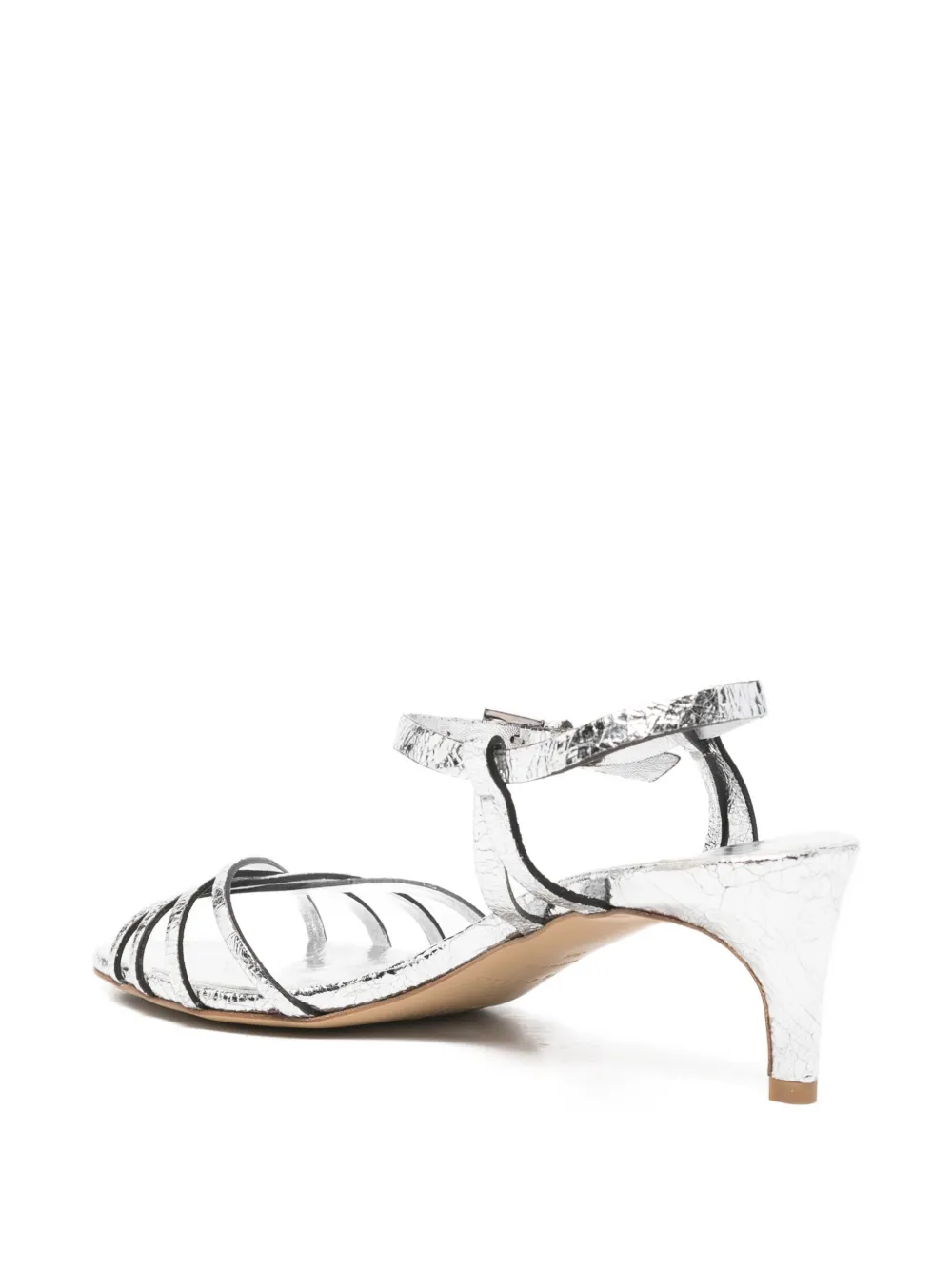 Del Carlo Iride crackled-effect strappy sandals Zilver