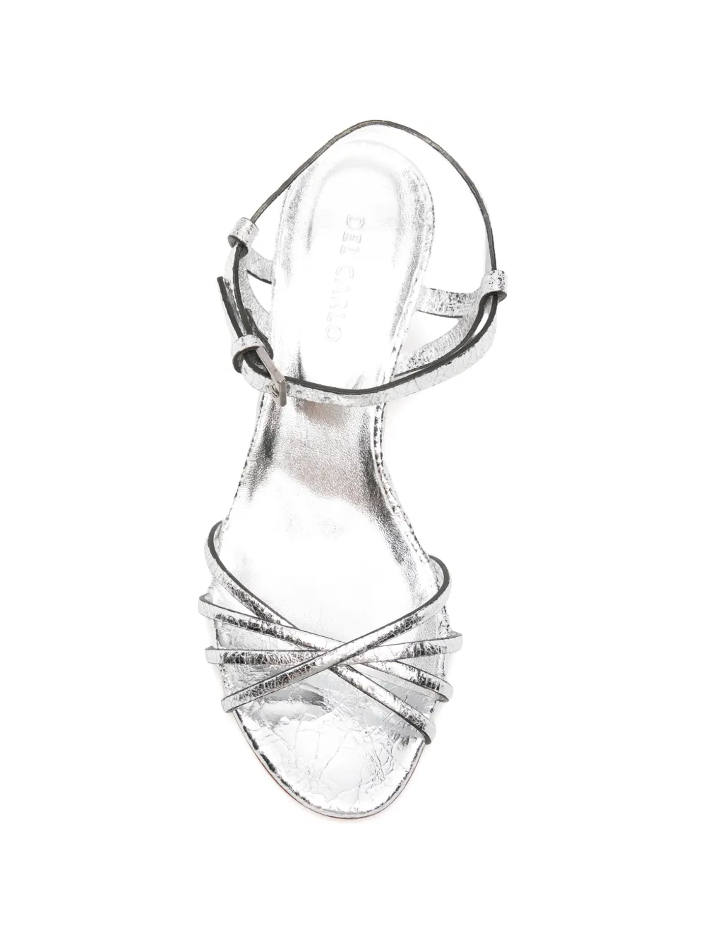 Del Carlo Iride crackled-effect strappy sandals Zilver