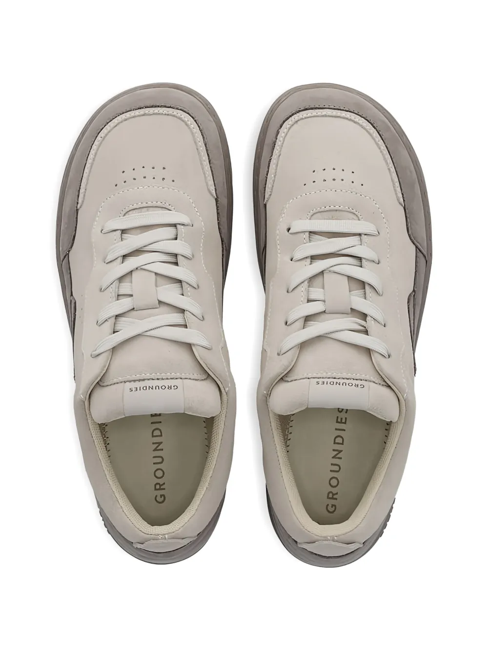 GROUNDS Suède sneakers met vlakken Bruin
