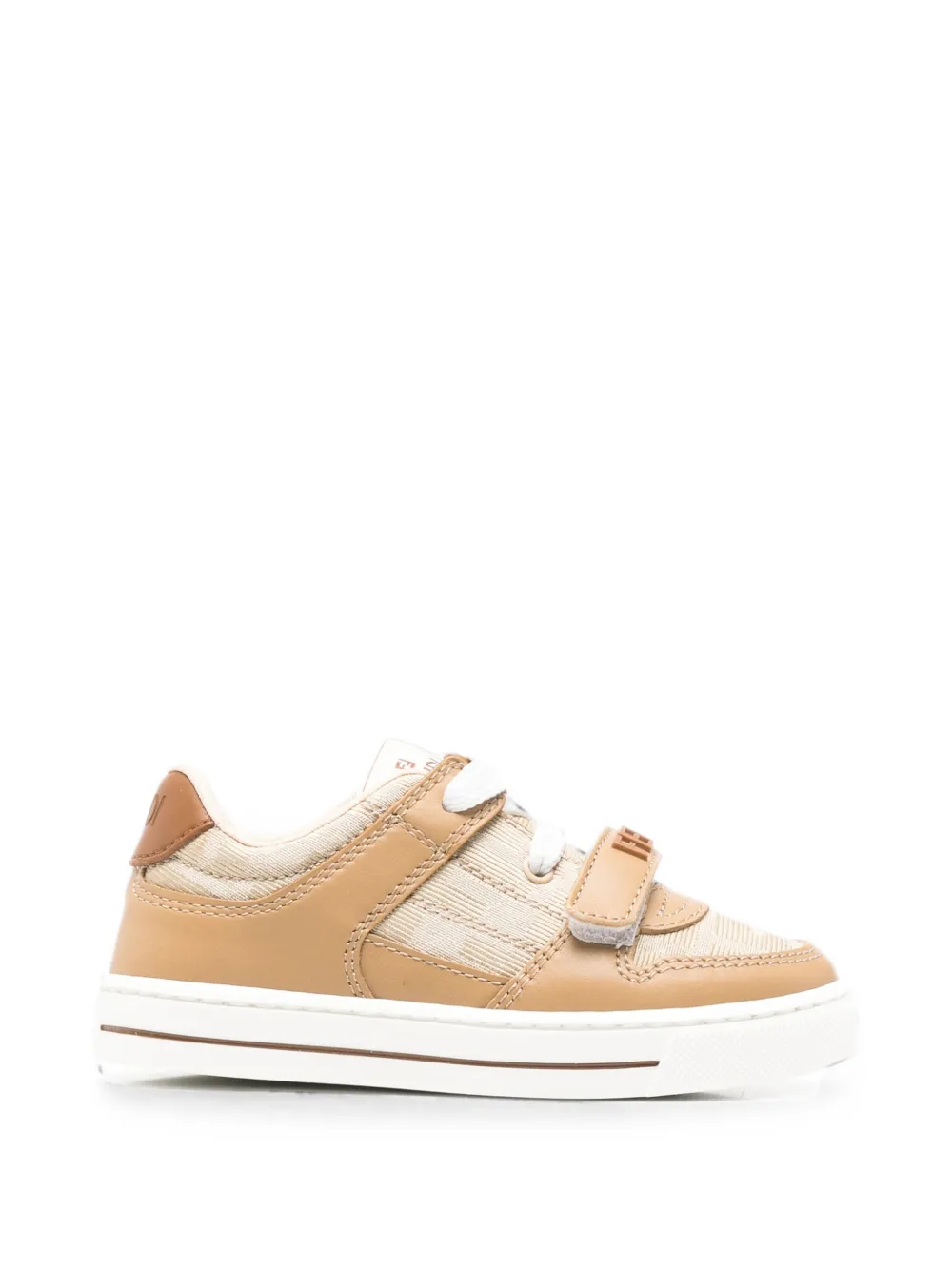 Fendi Kids touch-strap logo-embossed sneakers - Toni neutri