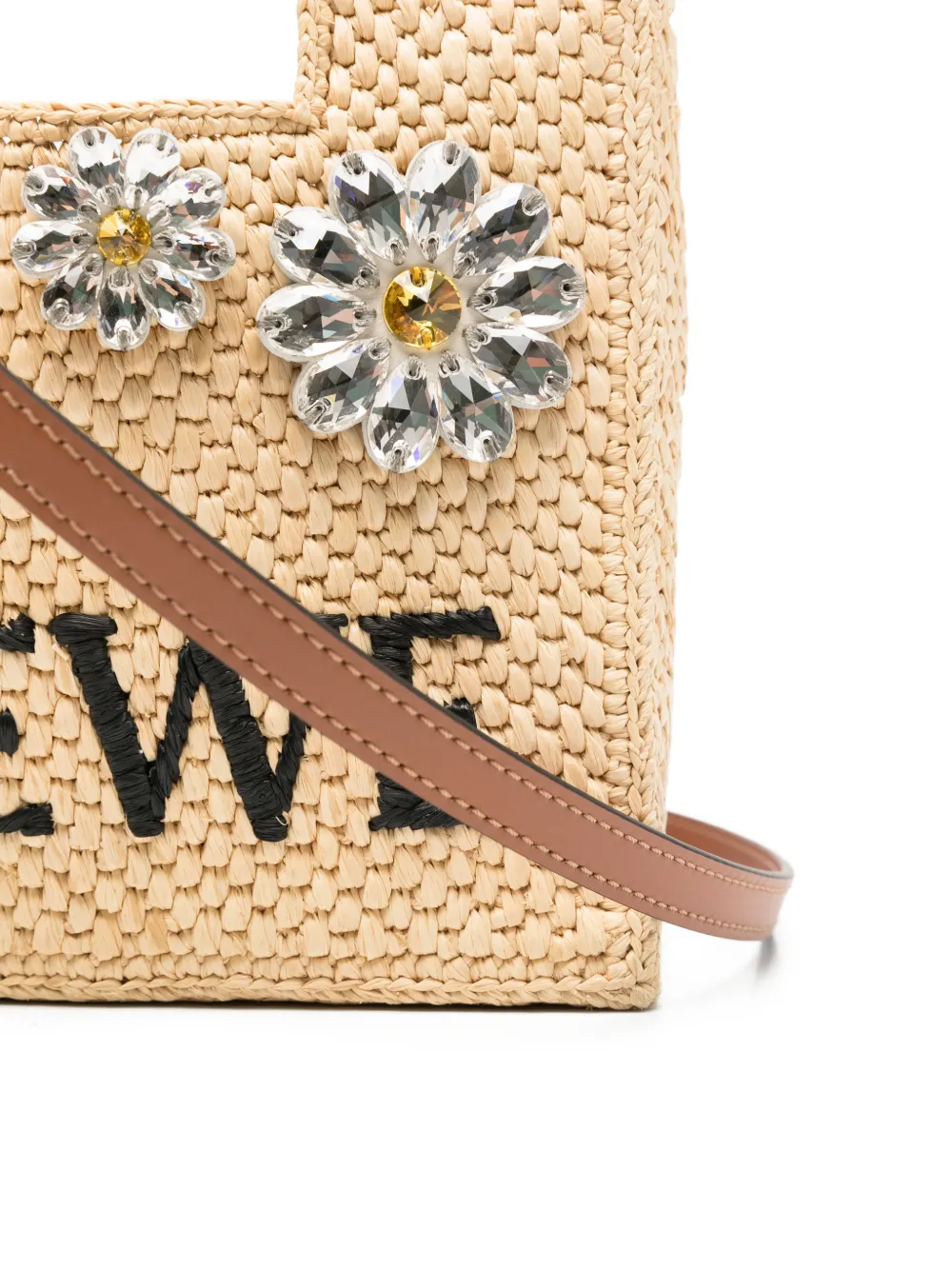 LOEWE x Paula's Ibiza mini-shopper verfraaid met kristallen Beige