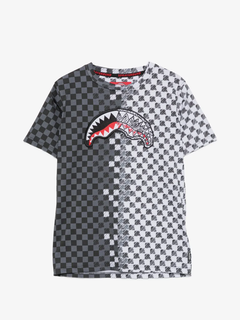 Sprayground check-print logo-detail T-shirt | Grey | Image 1