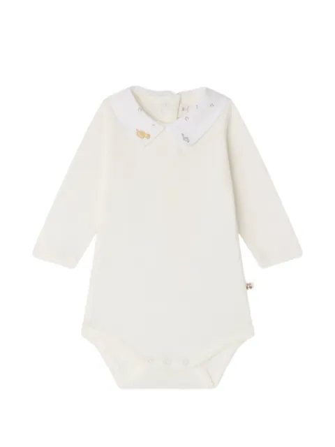 Bonpoint embroidered-collar long-sleeve bodysuit