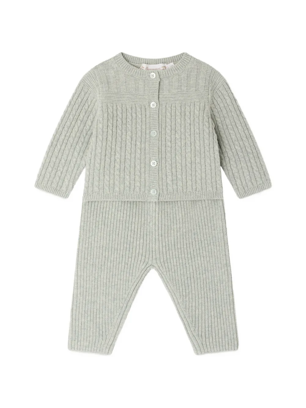 Bonpoint Gerippter Strampler mit Zopfmuster (2er-Set) - Grau