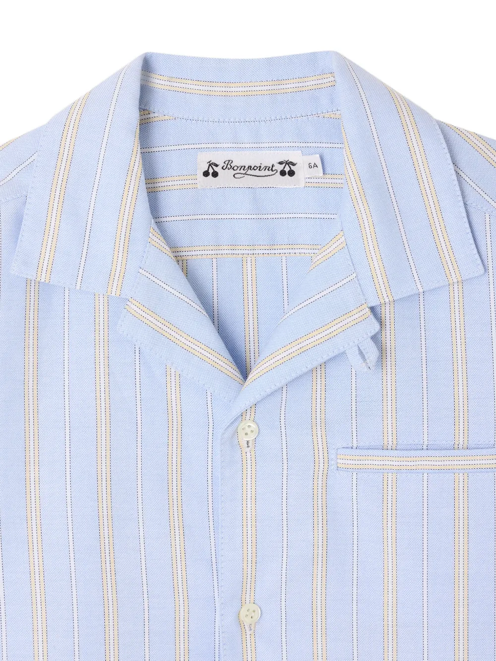  Bonpoint Camisa A Rayas De Algodón - Azul 