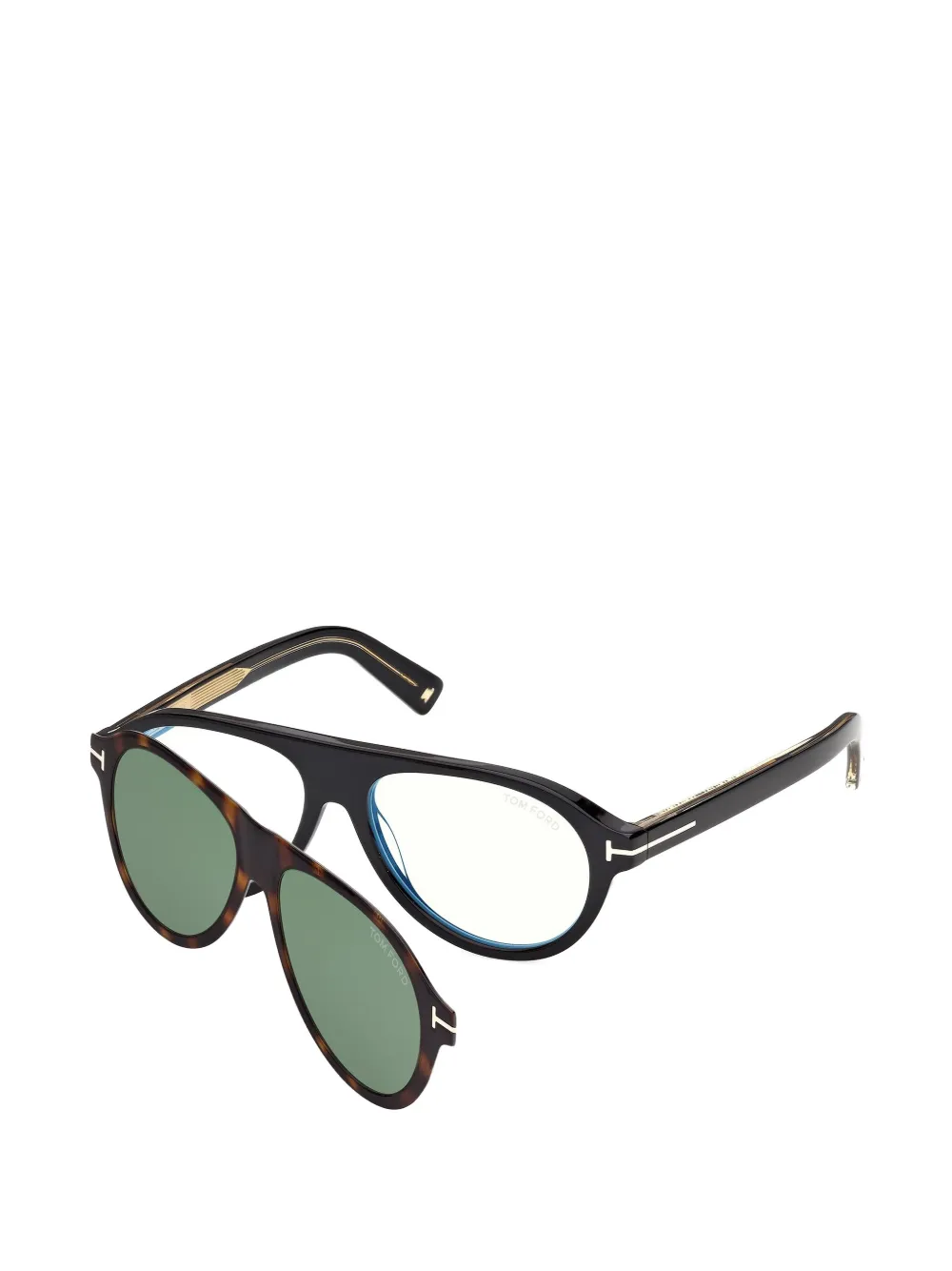TOM FORD Eyewear Clip-on zonnebril met piloten montuur Zwart