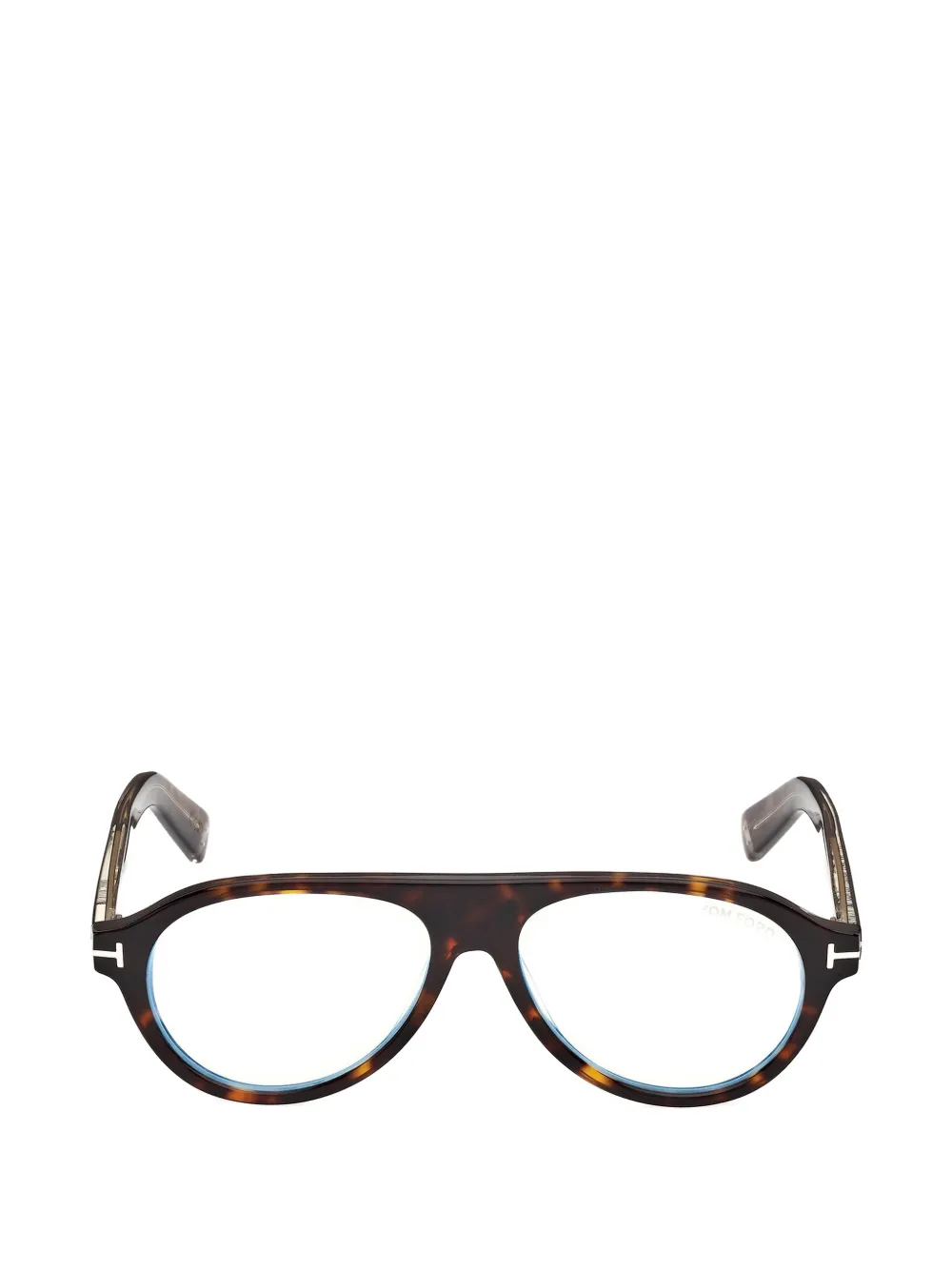 TOM FORD Eyewear tortoiseshell-effect pilot-frame glasses - Marrone